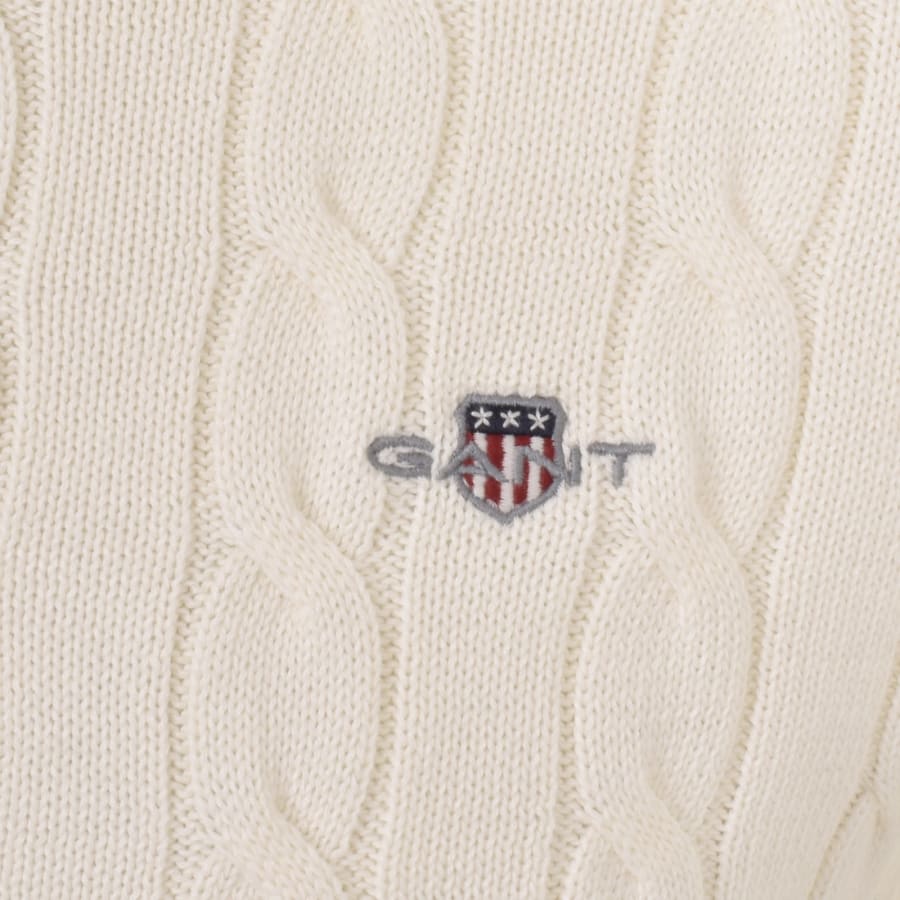 Gant Men Cotton Cable Knit Crew Neck Sweater L